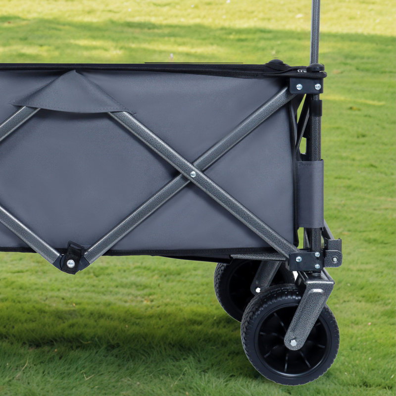 Chariot de jardin pliant pliable pour l'extérieur, Gris / Noir