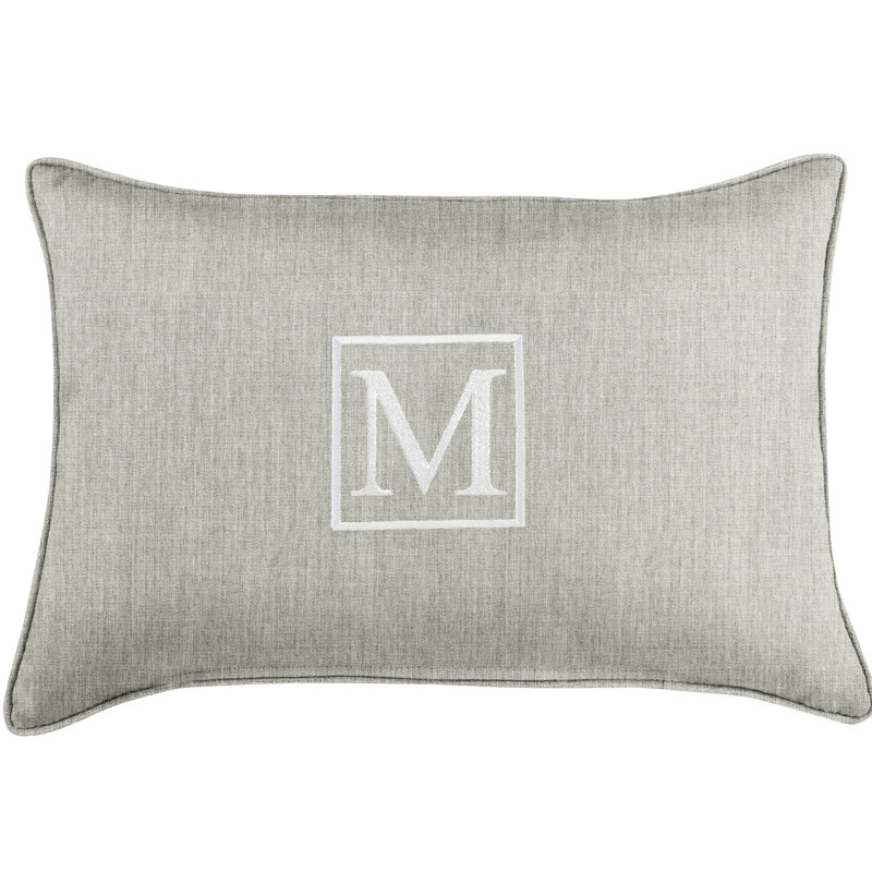Kerrell Embroidered Sunbrella® Outdoor Throw Pillow, Granite Gray, M