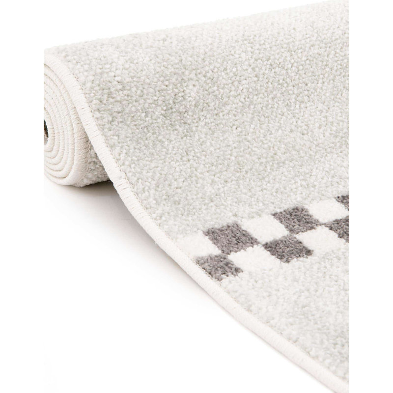 Gray Synthetic Easy Care Stain-resistant Kids Runner Rug