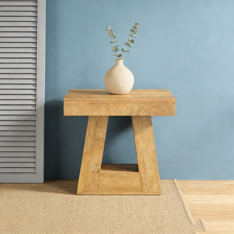 2-Tier Narrow Side Table with Trapezoid Base