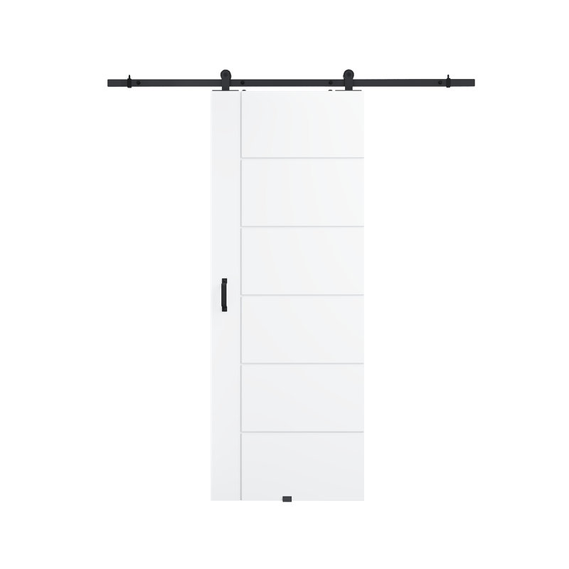 30 po x 80 po à 6 panneaux de surface blanche préfinie avec toute la quincaillerie de porte de grange, 30in.x 80in.