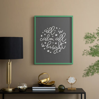 All is Calm, All is Bright - Dark Gray Framed Print - Solid Wood