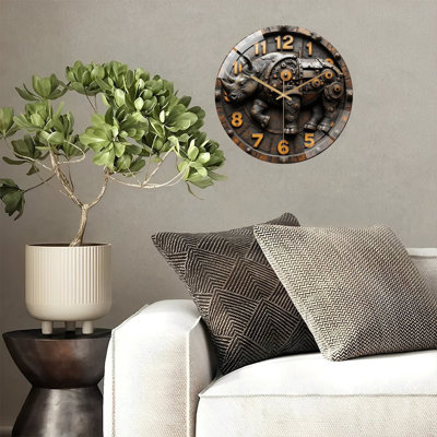 Horloge murale Steampunk Rhinoceros
