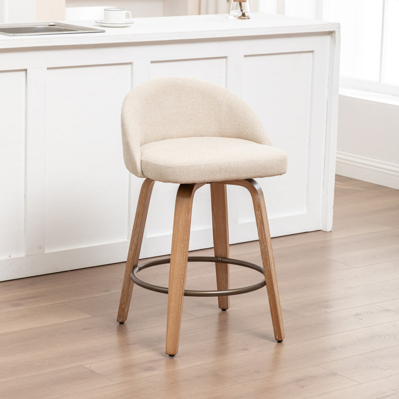 Tabourets de bar pivotants en velours Louise, Beige, Counter Stool (25.39" Seat Height)