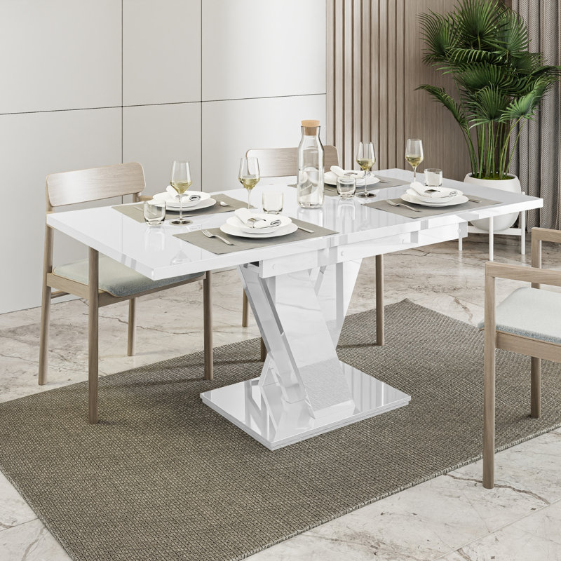 Extendable Dining Table Masiv, White Gloss
