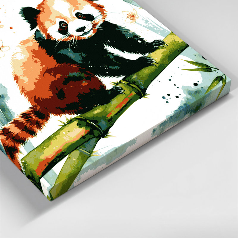 Faune, panda rouge, art mural sur toile blanche