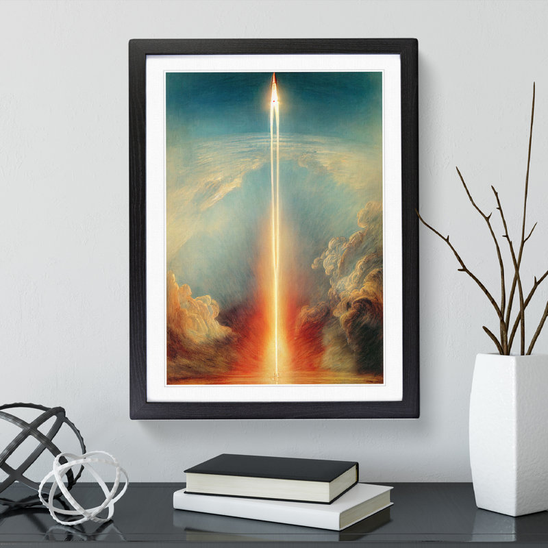 XV1022-577X An Awesome Spaceship Rocket 1 Piece Single Picture Frame Wall Art, 64cm H x 46cm W x 2cm D, Black