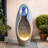 27.55" H Resin Outdoor Water Fountain with LED Lights & Cascading Waterfall, Modern Freestanding Floor Fountain with Stone-Like Finish for Garden Patio Indoor Decor