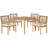 St. Mark"s Place 4 - Person Acacia Wood Patio Dining Set with Square Table , Cushions Included-848933007