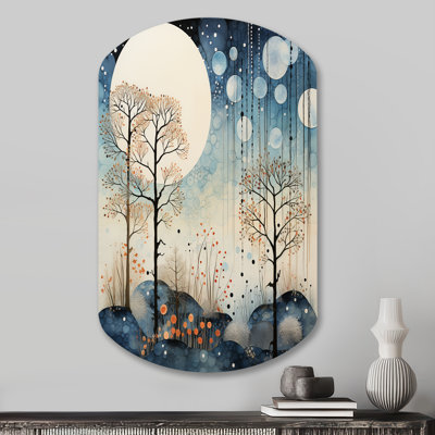 Japan Art Blue Serene Zen Minimalism Landscape III - Japan Art Asymmetrical Metal Print Wall Art, Blue Cylinder Metal Wall Decor