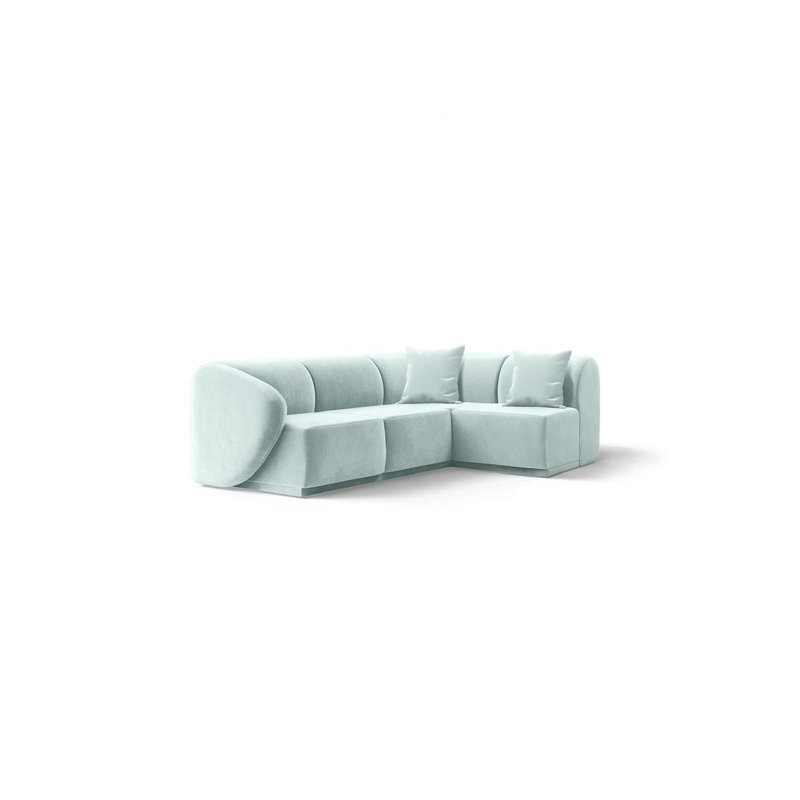 4 Seater Velvet Sofa & Chaise, Blue Velvet
