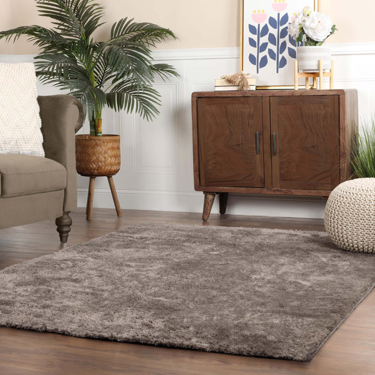 Hemsworth California Shag Solid Polyester Non-Slip Indoor Area Rug or Runner With Foam Backing