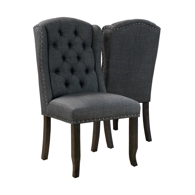 Adler Tufted Upholstered Wingback Side Chair, Gray