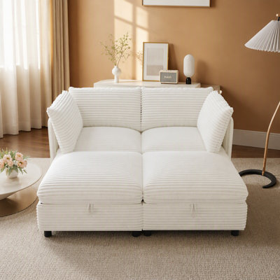 Modular Sectional Sofa, Convertible Sofa Seat With Storage, Sleeper Sectional Sofa Set, Fabric Flexible Modular Combinations for Living Room(4seats)