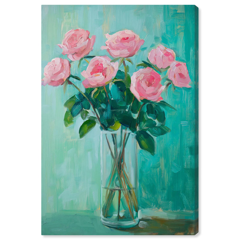 «Roses in Reflection», art floral pastel par Art Remedy, Toile tendue, H 15 po x l 10 po