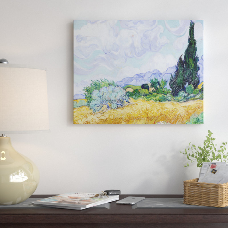 « Wheat Field with Cypresses » par Vincent Van Gogh, reproduction de peinture à l'huile sur toile tendue
