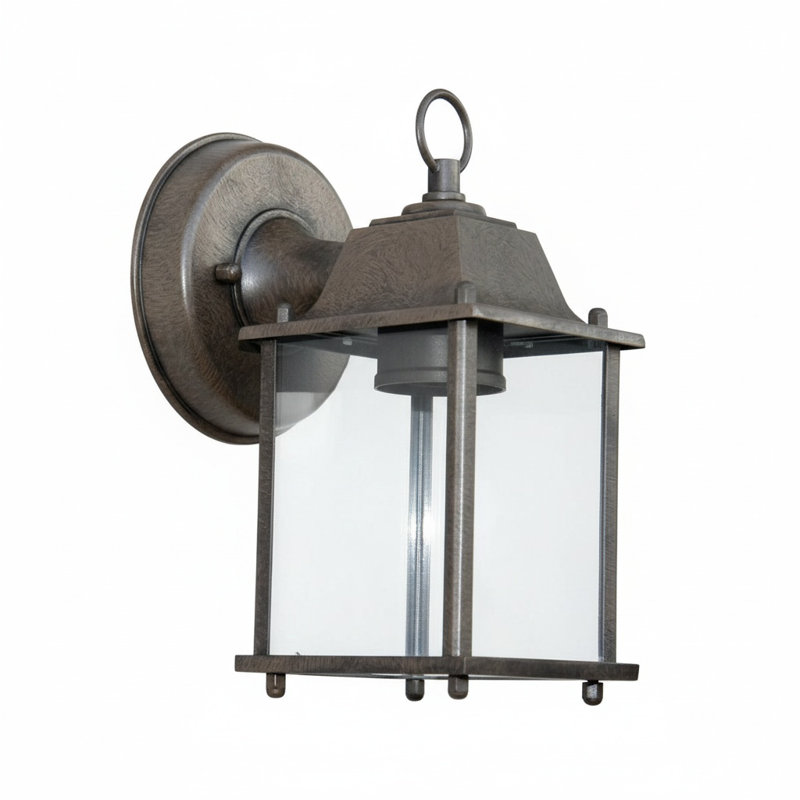 1 1 Light Exterior Lighting In Brown Finish And Clear Shade, Brown