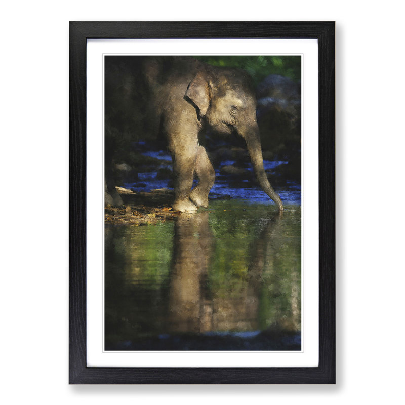 Elephant Vol.4 - Picture Frame Graphic Art, 48cm H x 36cm W x 2cm D, Black Framed
