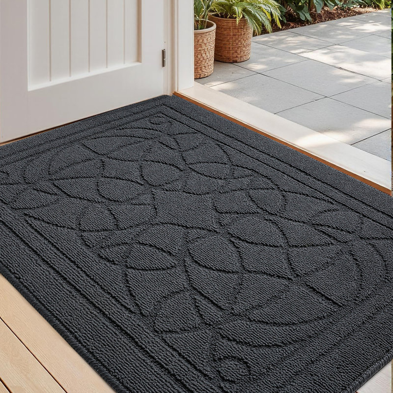 Large Indoor Outdoor Doormat,Machine Washable Low Profile Non-Slip Rug for Front Back Door,Entry, 32" W x 48" L, Khaki