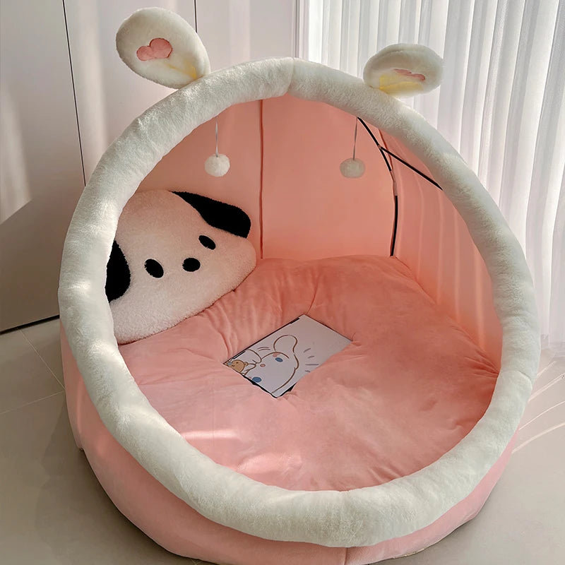 Durso Plush Pet Bed, Pink