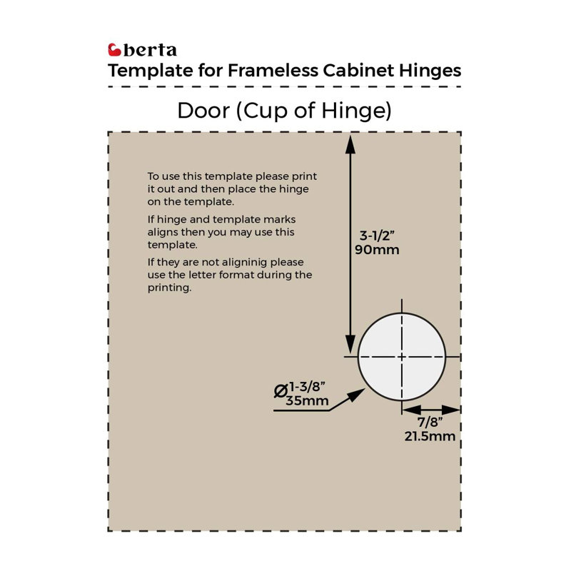 105 Degree Full Overlay Frameless Concealed Cabinet Hinges Set