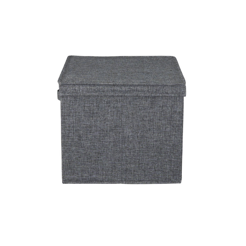 Household Essentials Wide Storage Box Fabric Bin, 12" H x 18.5" W x 15" D, Grey
