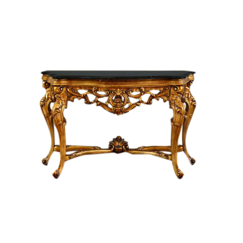 Rosia 53'' W Marble Console Table, Black
