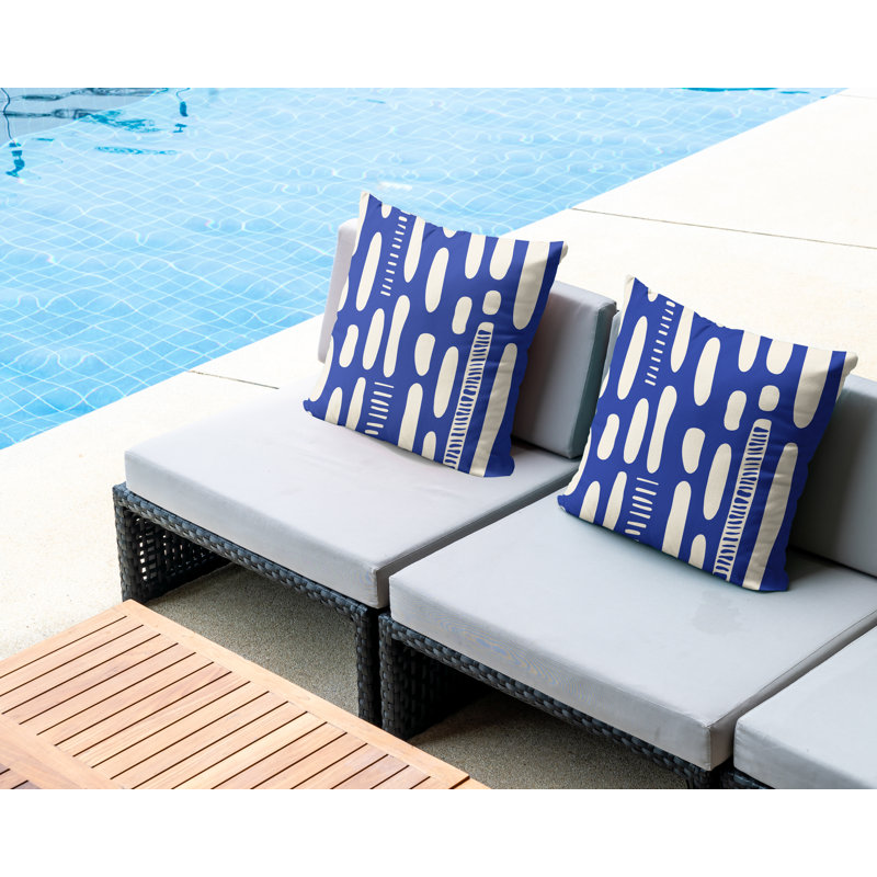 Jeté carré en polyester intérieur / extérieur, L 17 po x H 17 po, Bleu marine