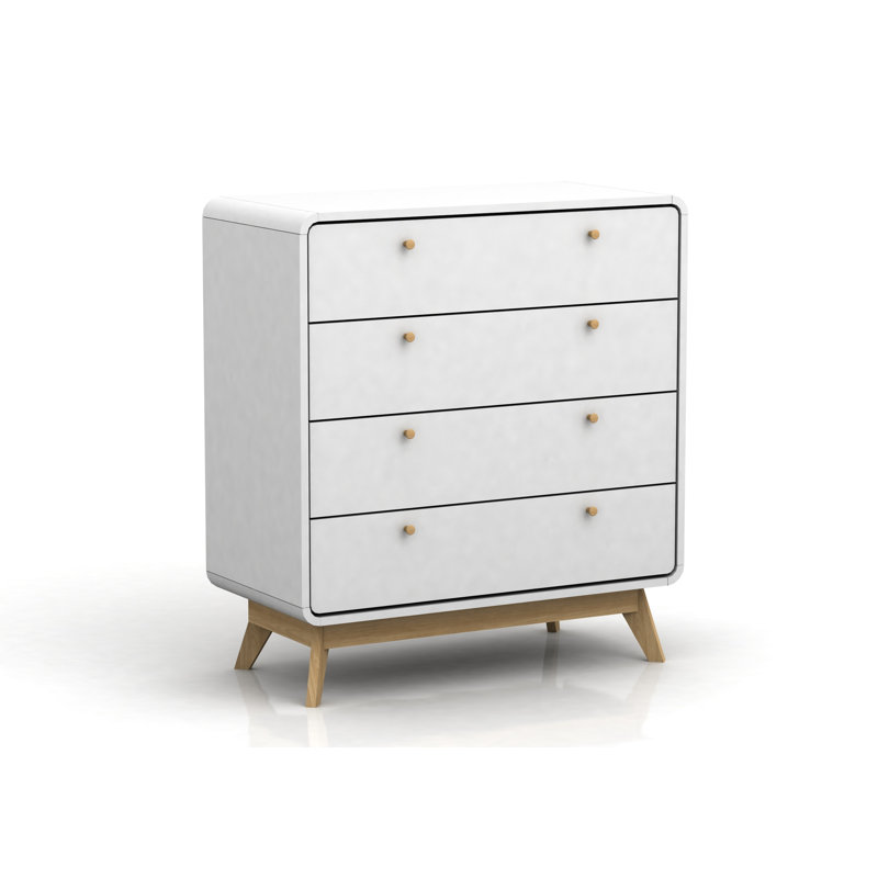 Justine 4 Drawer 80Cm W Chest of Drawers, White/White
