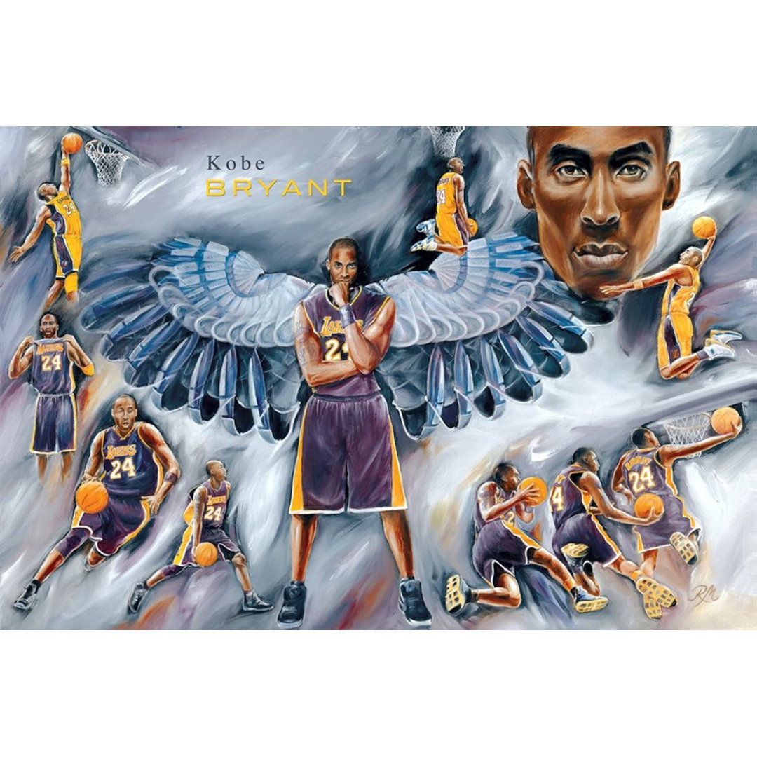 Kobe Bean Bryant Angel Wings Collage - Graphic Art Print on Paper Buy Art For Less 