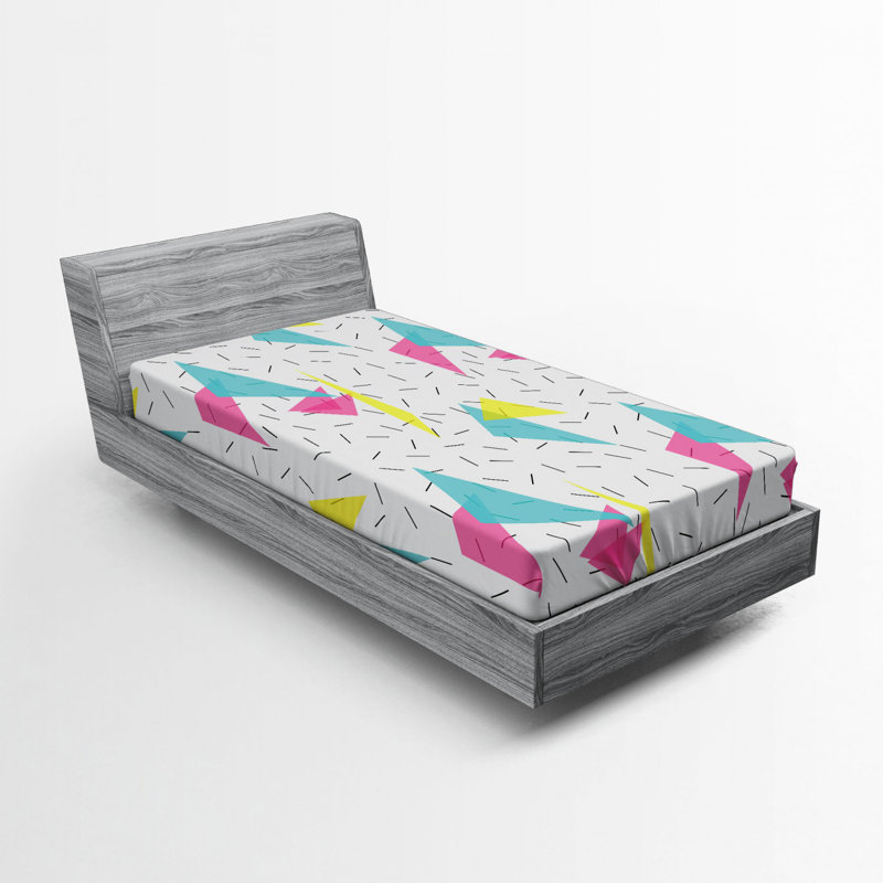 Microfiber Fitted Sheet, Twin Fitted Sheet, Multicolor Geometric