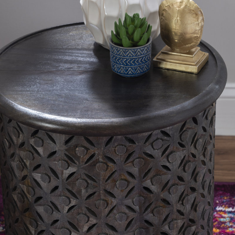 Eakin Solid Wood End Table, Dark Gray