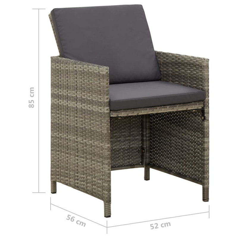 Chaise de patio avec coussin, Gris, Brun
