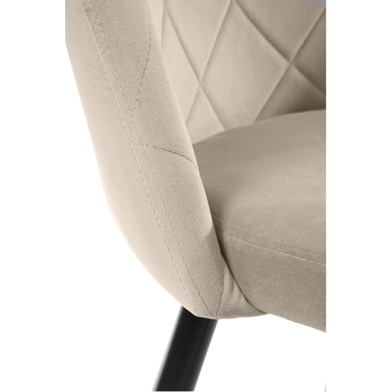 Scobey 47cm H Tufted Velvet Upholstered Upholstered Back Side Chair in Beige