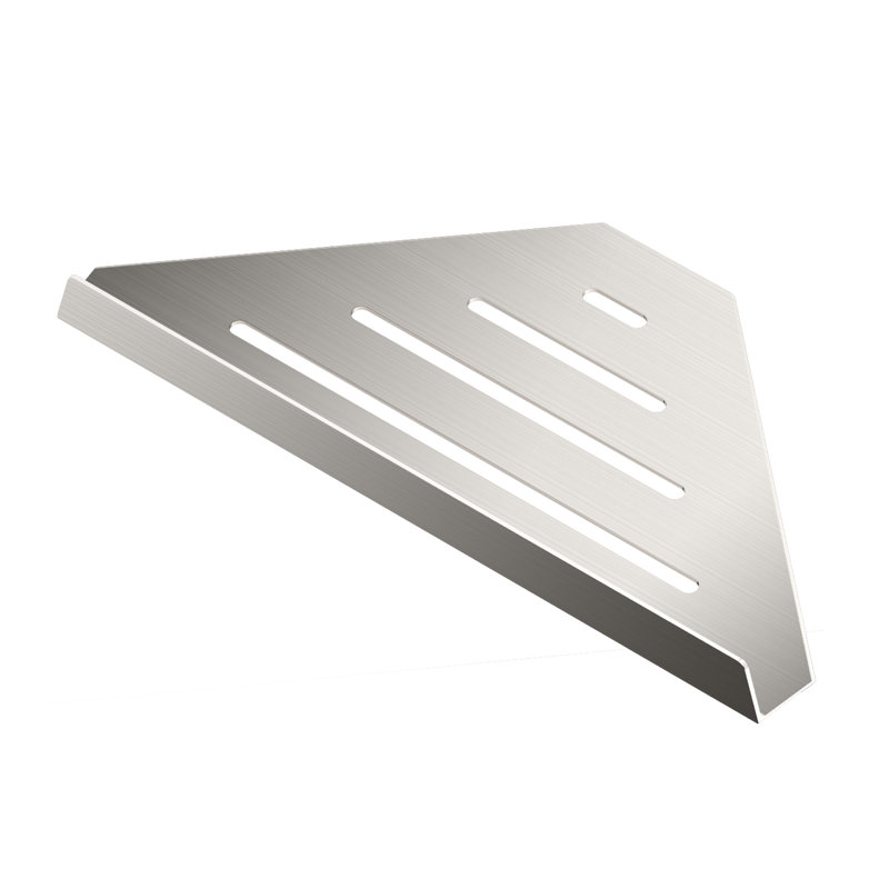 Élégante tablette de coin en acier inoxydable de L de 9 po avec support de douche triangulaire, Nickel brossé
