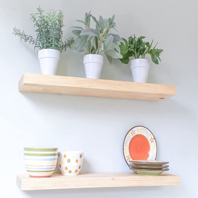 2 Piece Pine Floating Shelf