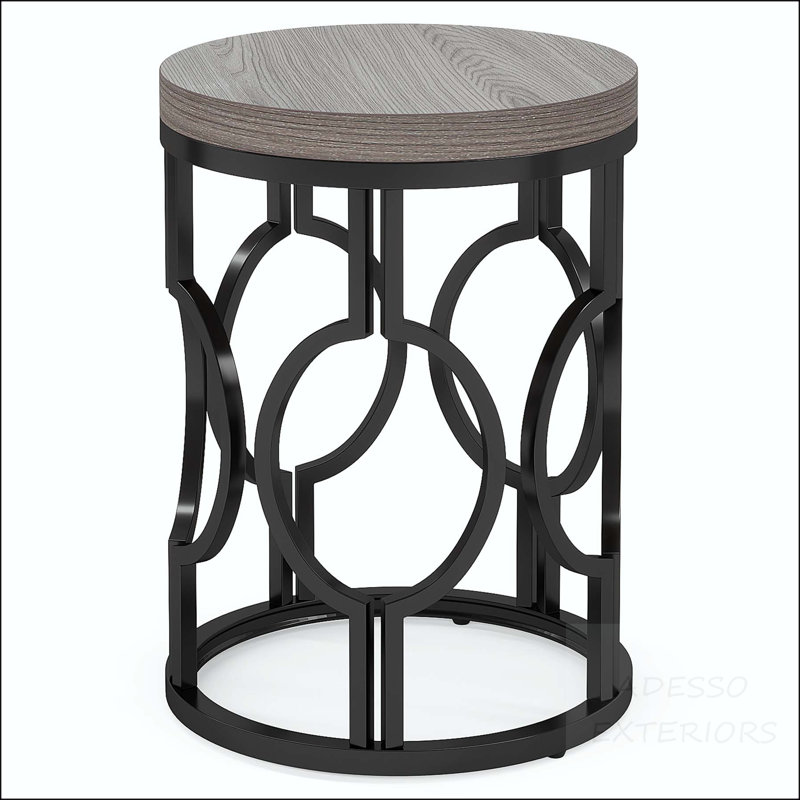 Table d'appoint ronde avec structure creuse en métal