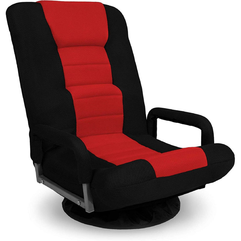 Swivel Flex Gaming Floor Chair with Adjustable Backrest - Black/Red