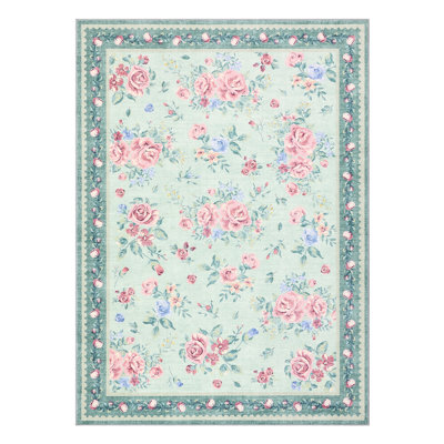 Tapis à motif floral rétro, tapis pliables, lavables et pliables, tapis de salon et tapis d'entretien facile