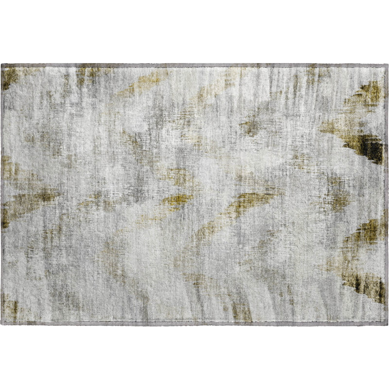 Premium Machine Washable Prisco Taupe Rug, Rectangle 1'8" x 2'6"