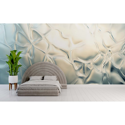 Abstract Ice Glass Effect Wall Mural, Modern 3D Textured Bedroom Accent Wallpaper