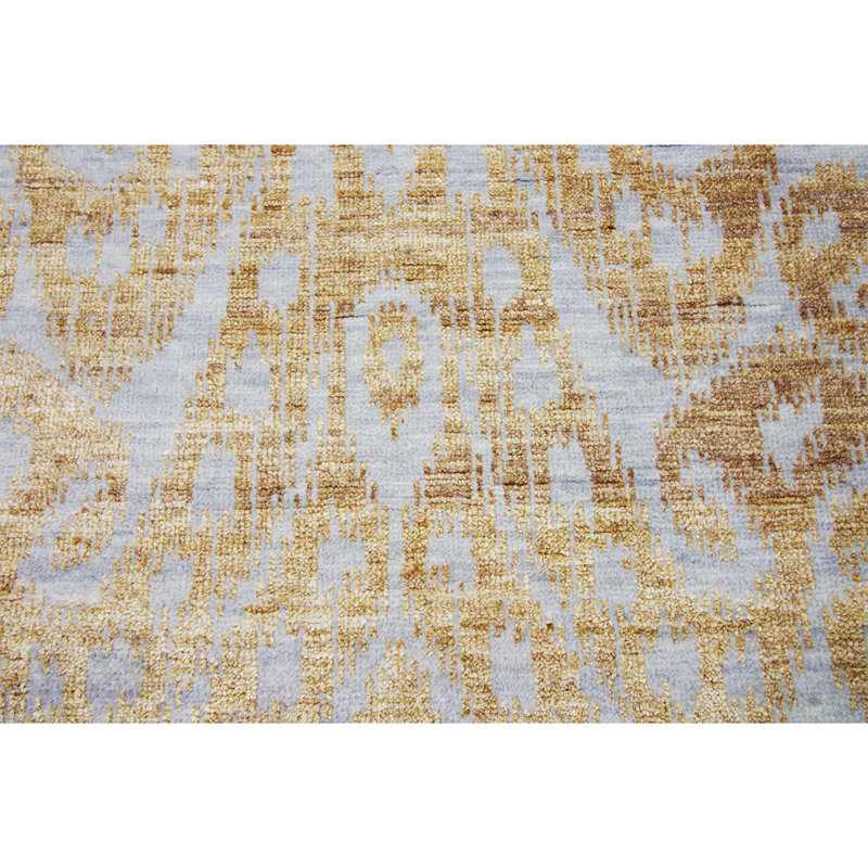 Tapis argenté / doré de haute qualité noué à la main, Rectangle 8 pi x 10 pi