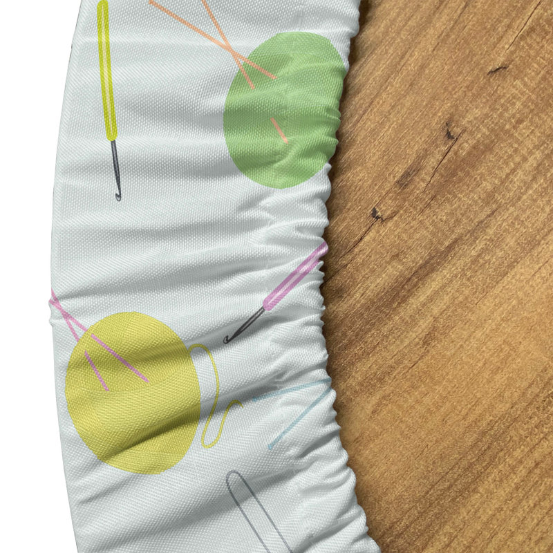 Ambesonne Retro Fitted Round TableclothMulticolor 81897, 64.17" Round