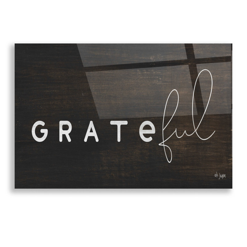Grateful - Art textuel sans cadre, H 12 po x l 16 po x P 0,13 po