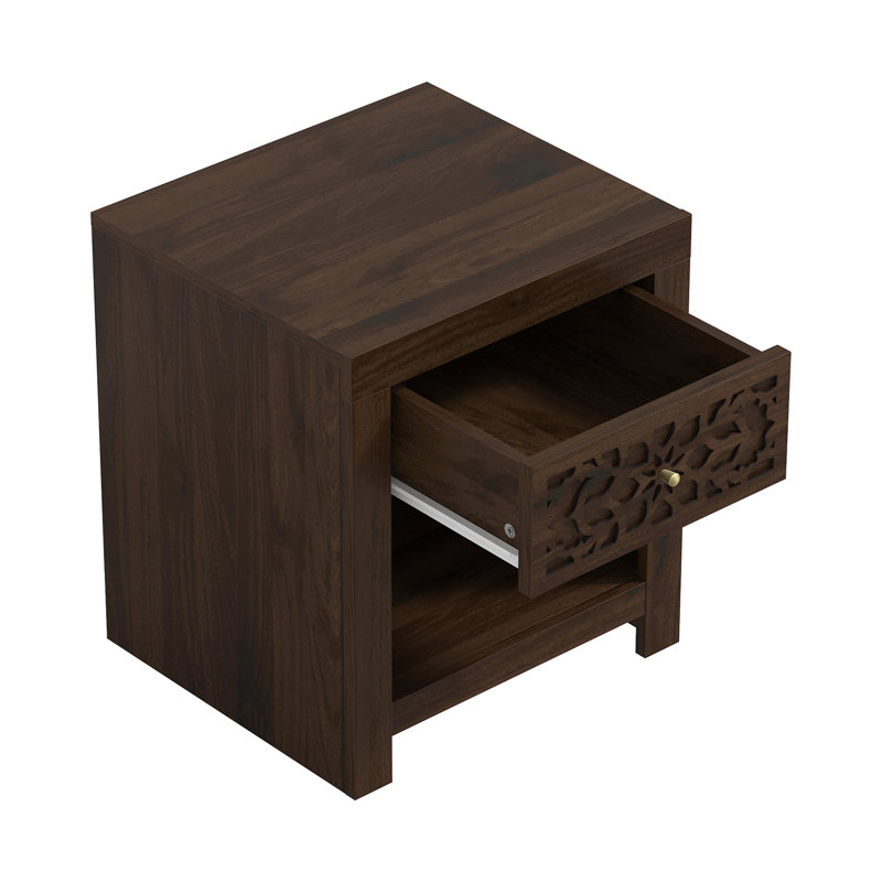 Table de chevet 1 tiroir Lukasik, Noyer royal