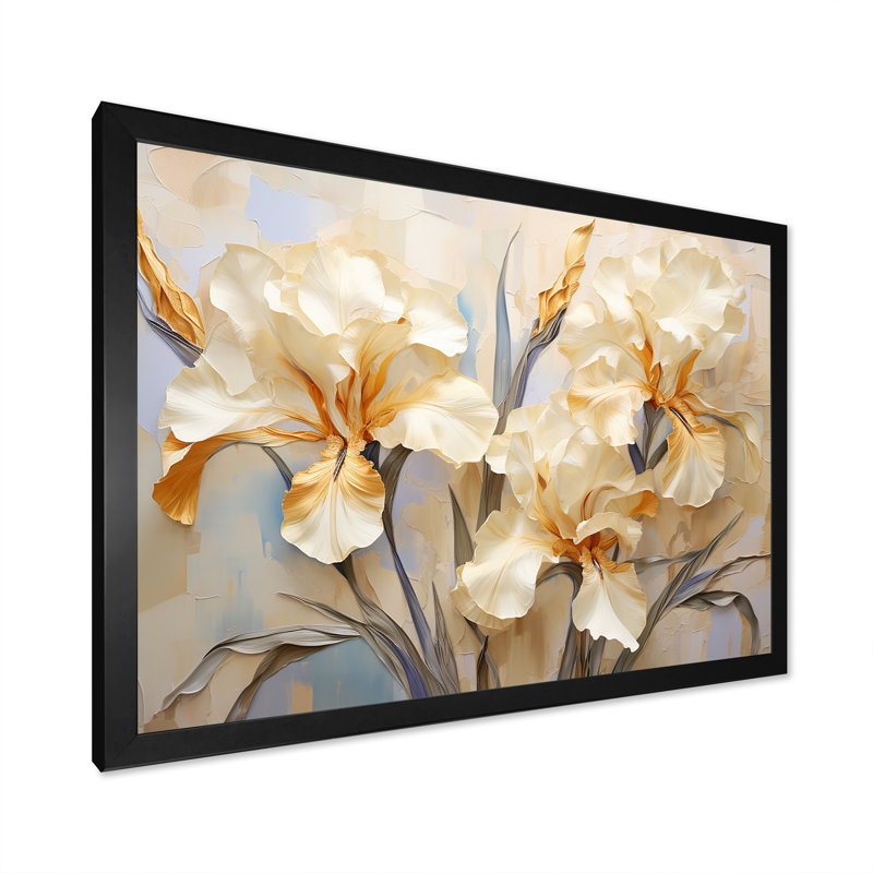 Minimalisme sérénade d'Iris II sur toile, Cadre simple noir, H 16 po x l 32 po x P 1 po