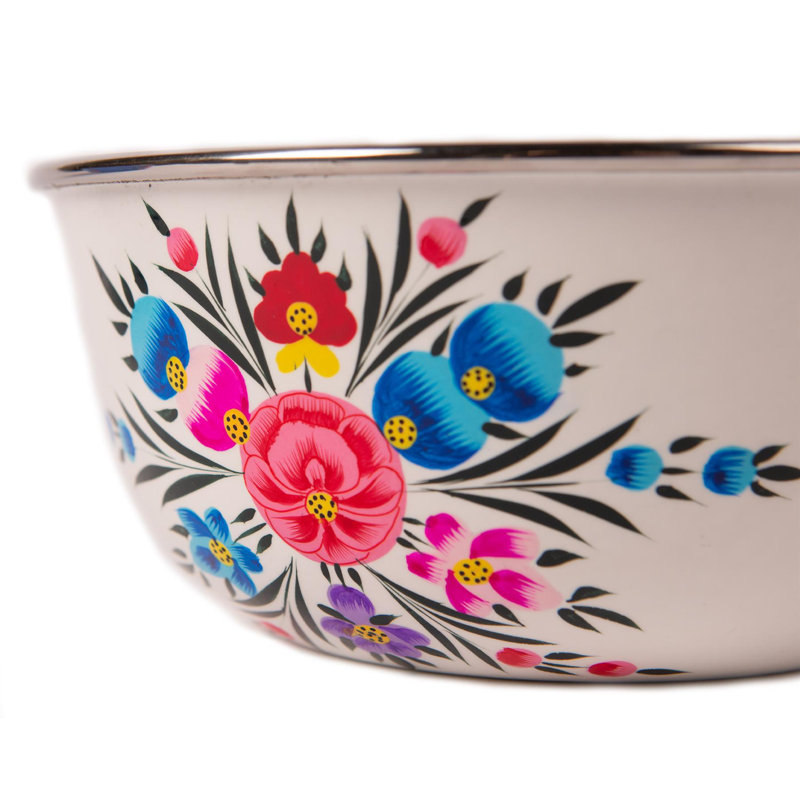 East Urban Home Hand-Painted Picnic Snack Bowl - 14.5cm - Ocean Pansy, White