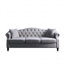 Canapé Chesterfield de 79 po en velours gris pour salon, canapé 3 places capitonné avec accoudoirs roulés et tête de clou