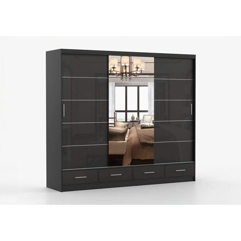 Manufactured Wood Wardrobe, Black