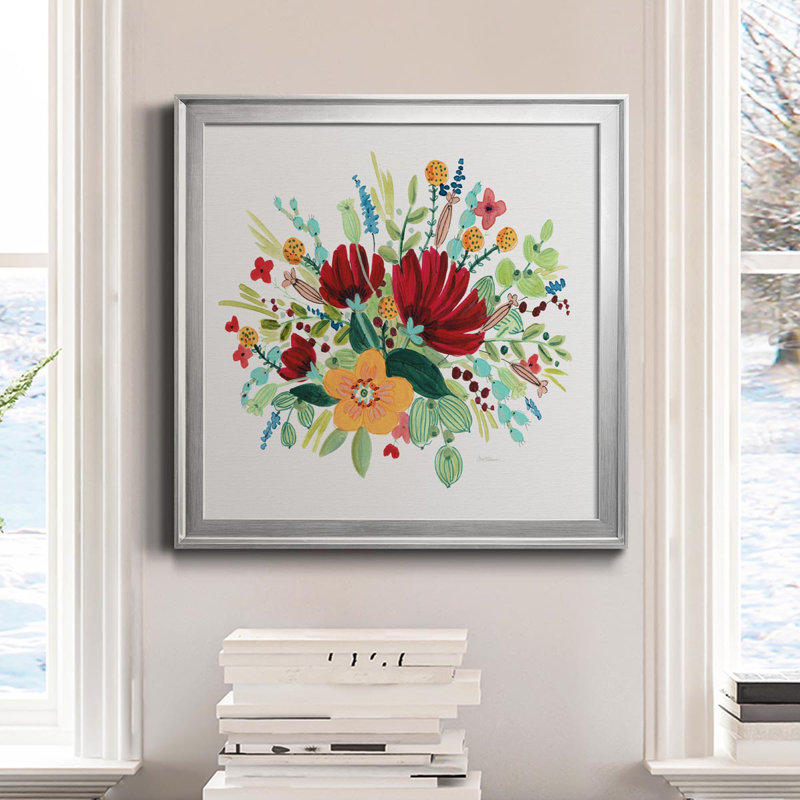 «May Flowers I», peinture sur toile encadrée, H 30,5 po x l 30,5 po x P 1,5 po, Argent